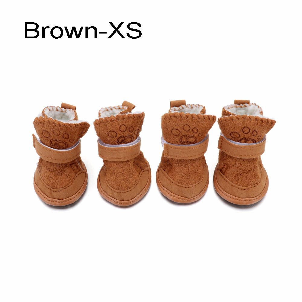 4 шт./компл. Защитные товары для питомцев Хлопковые ботинки Теплая обувь для собак Ботинки для щенков Зимняя обувь для питомцев Нескользящие