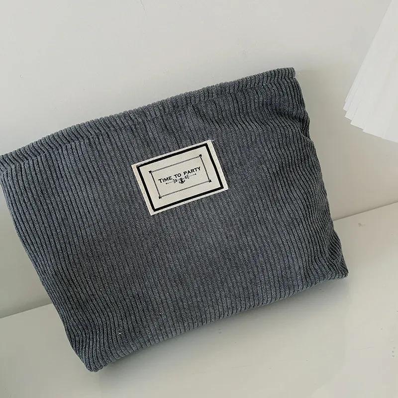 New Cosmetic Organizer Bag Solid Color Simple Corduroy Female Travel Makeup Bag Women Wash Toiletries Storage Bag Pouch