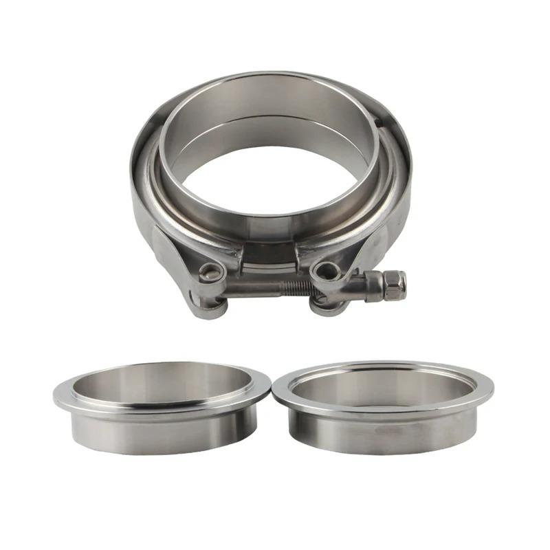 Broyear NEW 2" 2.5" 3" 3.5" 51mm 57mm 63mm 76mm Self Aligning Male/Female V-Band Vband Clamp CNC Stainless Steel Flange Kit