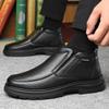 FashionHigh Tops and Fleece Winter Warm Boots for Men Designer Black Platform Cotton Shoes Male Fashion Casual Leather Dress Shoes Man
