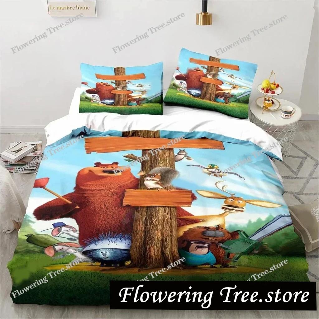 Cartoon Grizzy N Lemmings Bedding Set Duvet Cover Bed Set Quilt Cover Pillowcase Comforter king Queen Size Boys Adult029