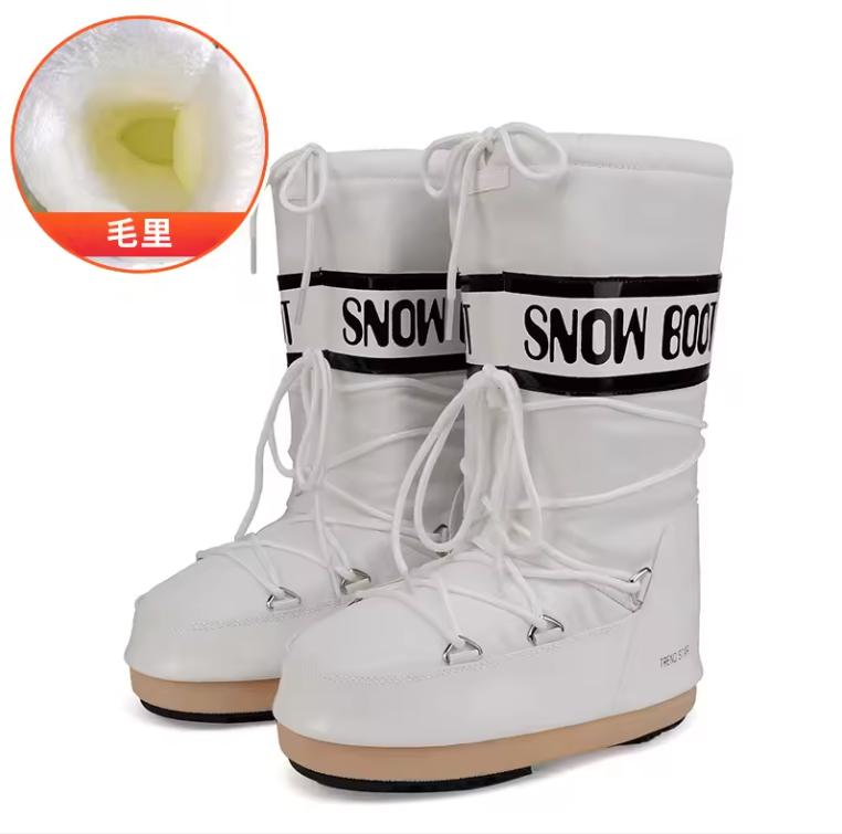Winter Shoes Women Mid-calf Snow Boots Cold-proof Antiskid Thicken Plush Waterproof Thick Platform Space Ski Boots Size 36-43