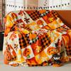 1 шт. Многофункциональное фланелевое одеяло - Скандинавский стиль Хэллоуин тыква клетчатый принт, используется для диван-кроватей, в походах