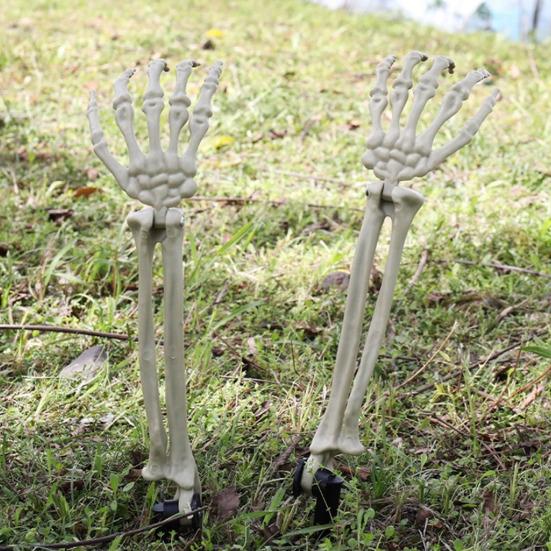 Хэллоуин Скелет Декорация Колышек Реалистичная Рука Скелета Рука с Колышком для Газона Наружный Череп Кость Дворовый Знак для Сада Газона Кладбищенский Декор