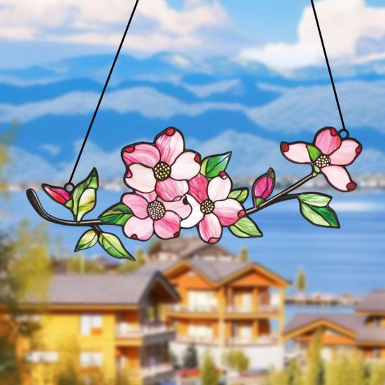 Flower Hanging Decoration Wall Art Window Hanging Ornament Double-Sided Floral Sun Catcher