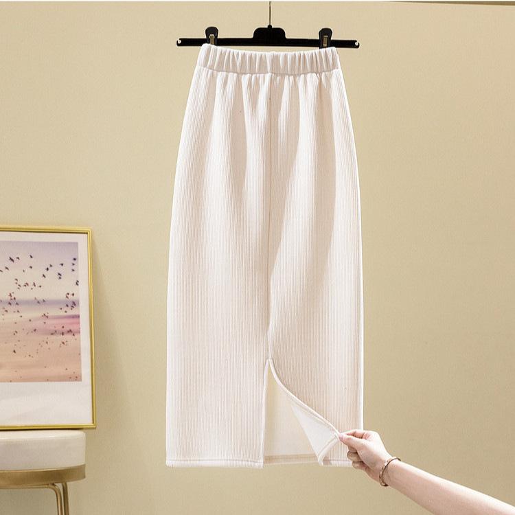 Юбка А-силуэта с высокой талией женская осенне-зимняя юбка-карандаш миди с боковым разрезом облегающая