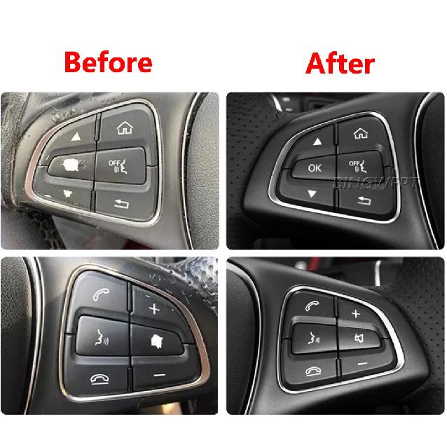 1pair Black/Moka Color Steering Wheel Control Switch Buttons For BENZ C GLC Class W205 W253 A0999050200 A0999050300