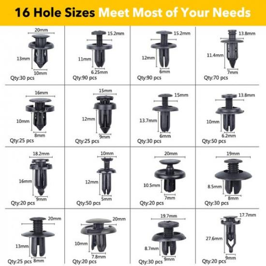 Car Body Plastic Push Pin Fasteners Panel Trim Moulding Auto Clips 625Pcs