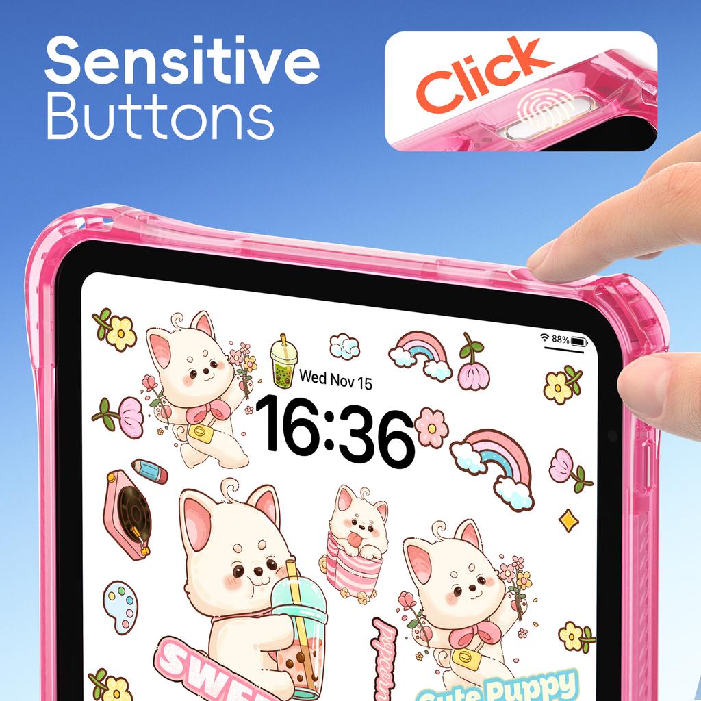 Для iPad (2025)/10.9 (2022) Чехол-подставка с ручным ремешком, с оттиском, из ПК, ТПУ, акриловая крышка с плечевым ремнем