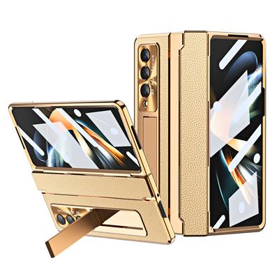 Чехол-подставка из кожи с покрытием для Samsung Galaxy Z Fold 6 5 4 с магнитной зарядкой и защитой на весь экран на 360 градусов для телефона Z Fold 3