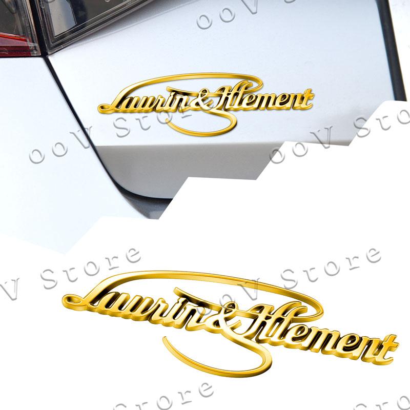HGWE4 3D Chrome Metal Laurin & Klement Logo Emblem Car Fender Trunk Badge Sticker For Skoda Octavia Rapid Superb 3 Kodiaq Yeti Decor