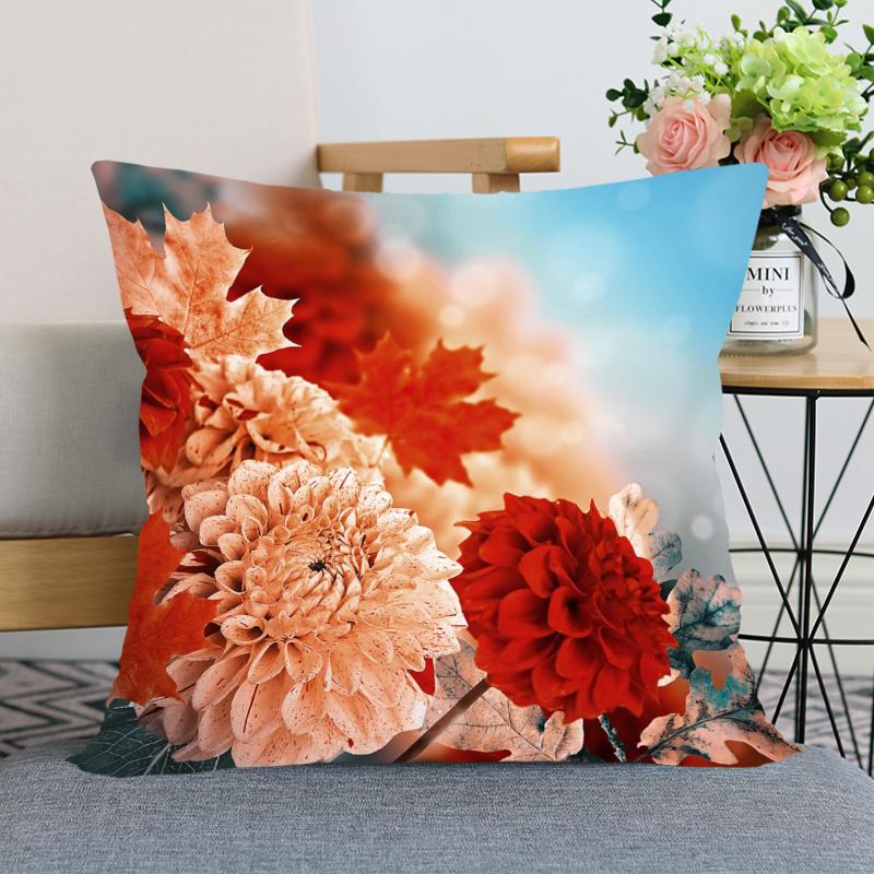 Наволочка с цветком георгина, декоративная наволочка для спальни, домашнего офиса, квадратная наволочка, мягкая