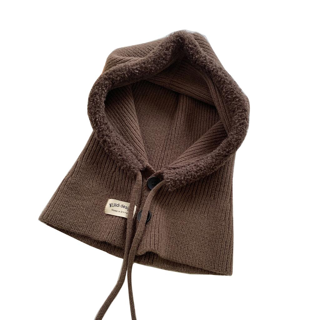 Мягкая Теплая Балаклава Шапка Вязаный Капюшон Шарф Шапка для Лыж Пеших Прогулок Универсальная Женская Ветрозащитная Шаль-Шапка с Защитой Шеи