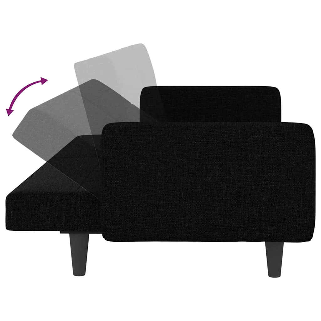 Sleeper Sofa with Cushions Black Fabric