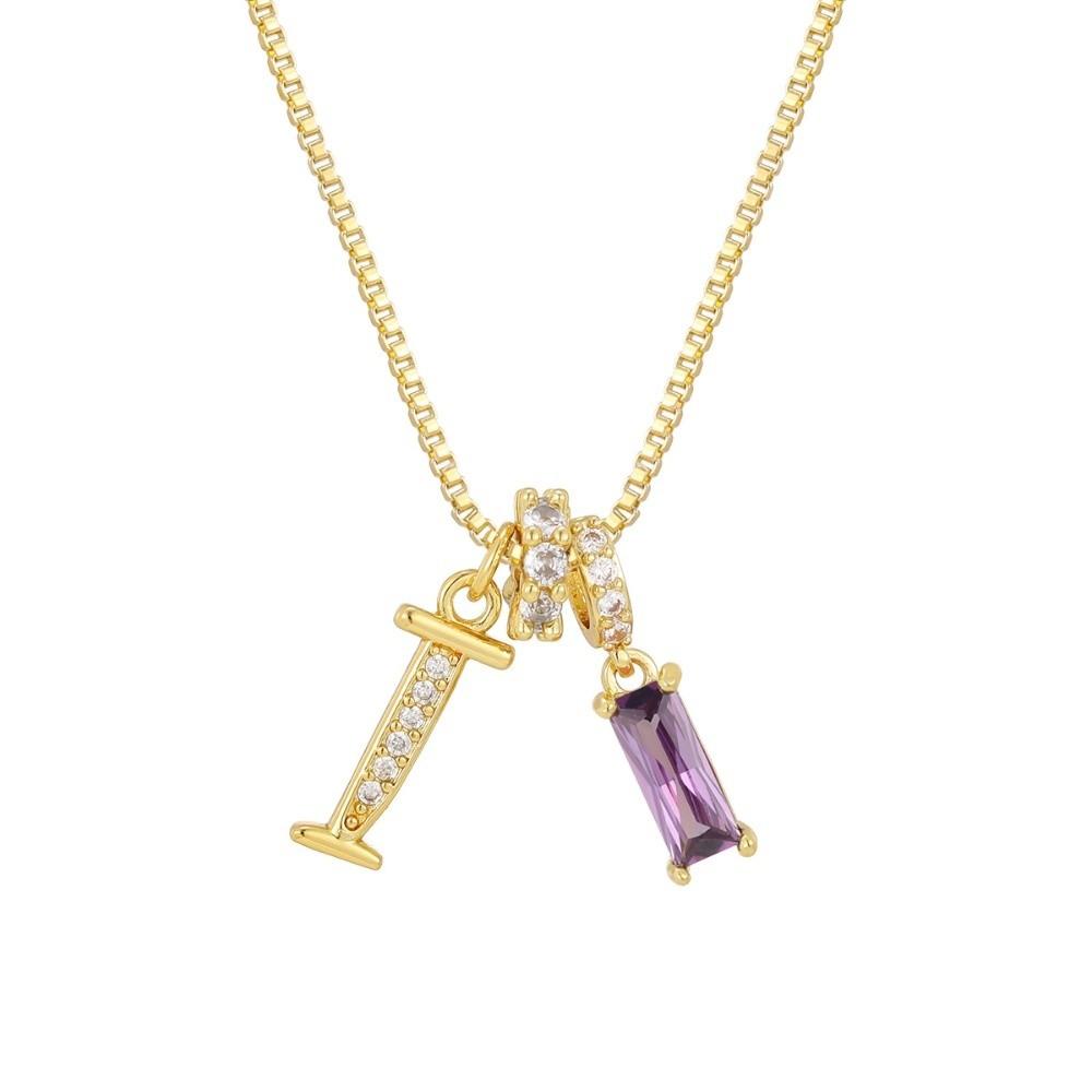 Adjustable Letter Jewelry Hypoallergenic Shiny Zircon Embedded Geometric Pendant Necklace Geometric Design Dopamine Style