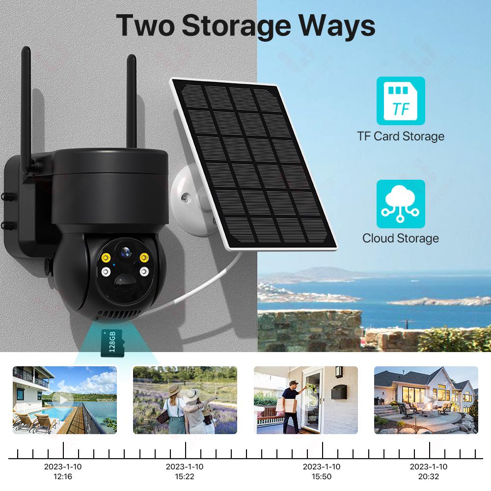 PTZ IP Camera Outdoor Wireless Solar Wifi Camera With Solar Panel 4MP HD Built-in 7800mAh Recharge Battery PIR Human Alarm iCsee