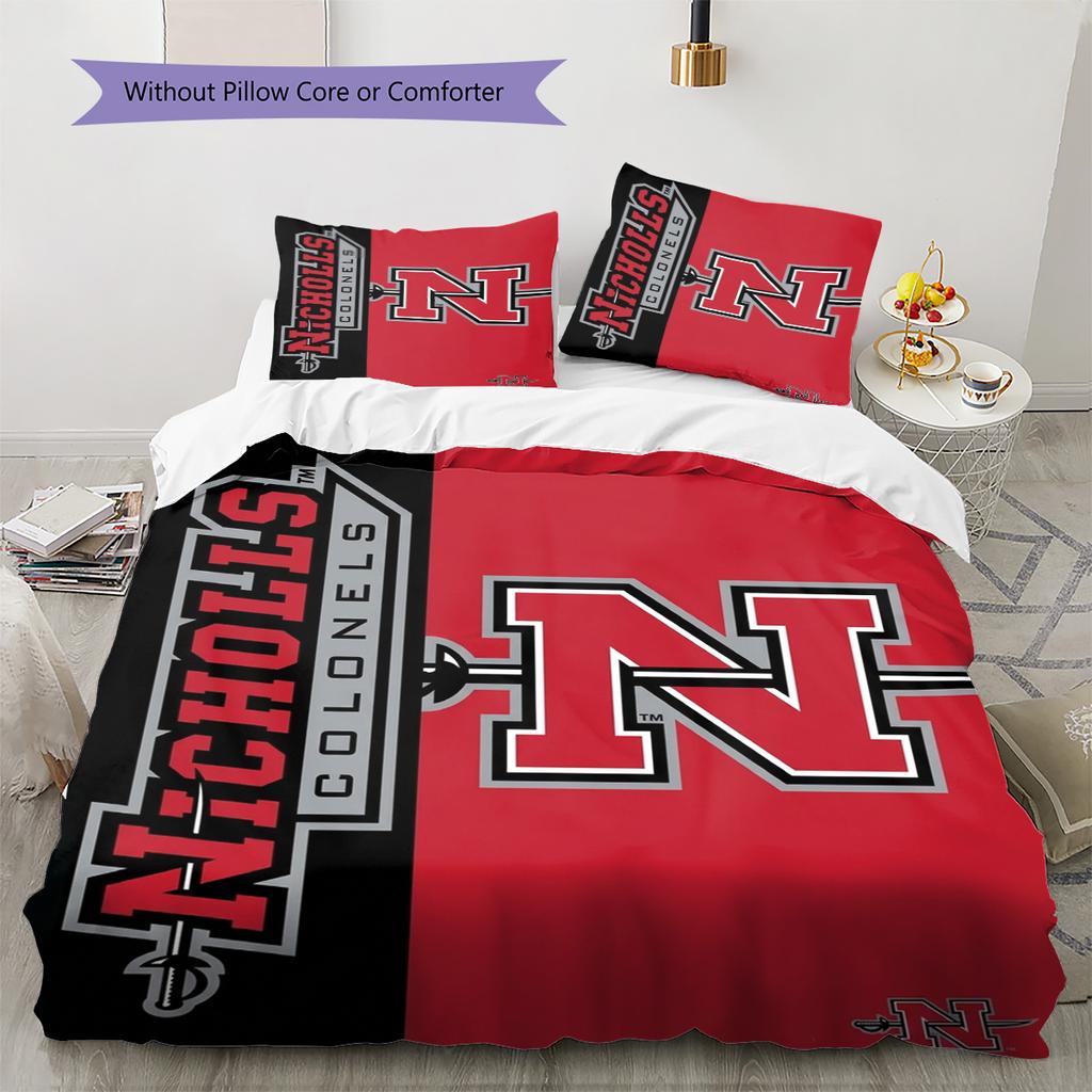 Nicholls State Colonels Pattern Bedding Set Quilt Cover Pillowcase Home Decor Gift (1 * duvet cover + 2 * pillowcase, without core)