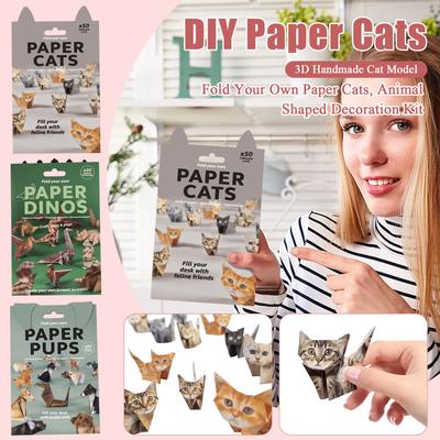 Бумажные кошки своими руками, Кошачий лагерь своими руками, 3D модель кошки ручной работы, Сложите своих собственных бумажных кошек, Набор для украшения в форме животных,