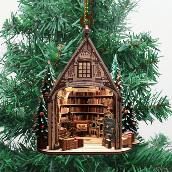 8 шт. Рождественский книжный магазин Украшение для рождественской елки 2D Плоский акриловый книжный магазин Декор