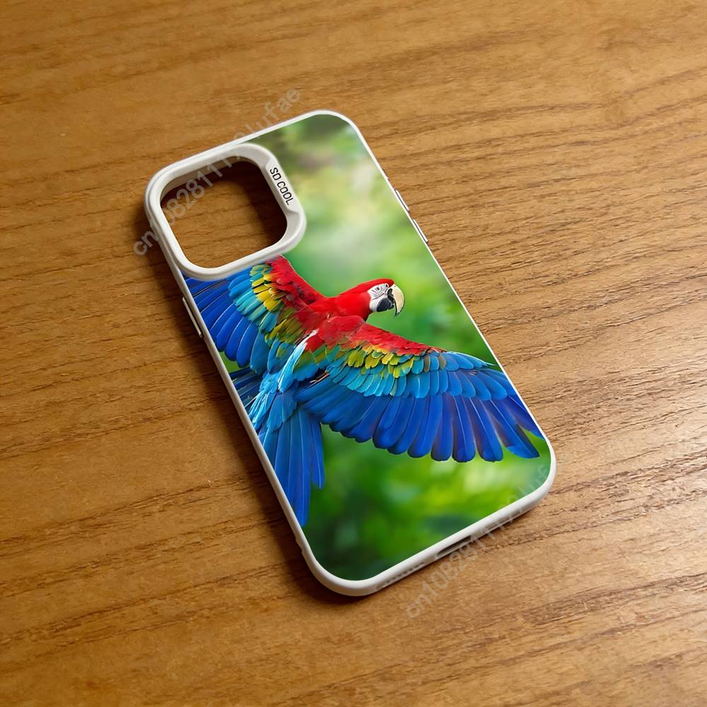 Rainbow Macaw Bird Phone Case for iPhone 17 16 Pro Plus 15 14 13 12 11 Max Mini X XS Silicone Shockproof Cover