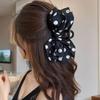 Korean Style Hair Claw Vintage Satin Polka Dot Bow Hair Clip For Women Girls Elegant Exquisite Daily Life Hair Accessories