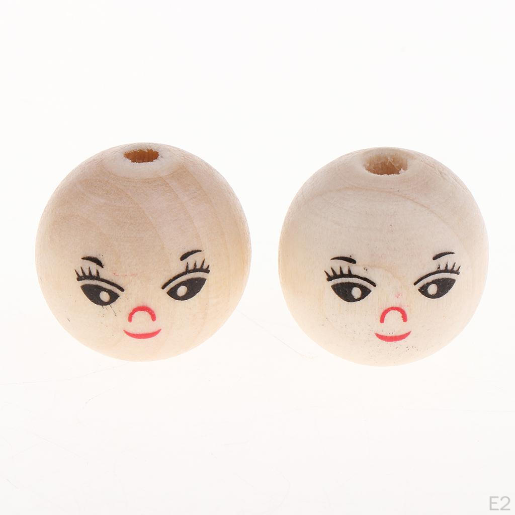 20 Pieces Round Wooden Beads Natural Crafts Jewelry Wood Diy - 22