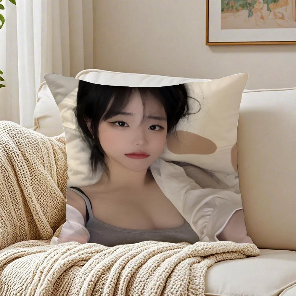 Idol Kpop QWER HHina Cushion Cover Pillowcase Antidustmite living Room Sofa Decor Cushion Room