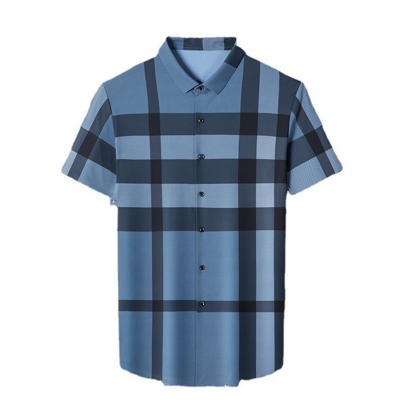 New Men's Short-Sleeved Shirt Summer Fashion Plaid Shirt Young and Middle-Aged Casual Half Sleeve Business Men's Clothing
