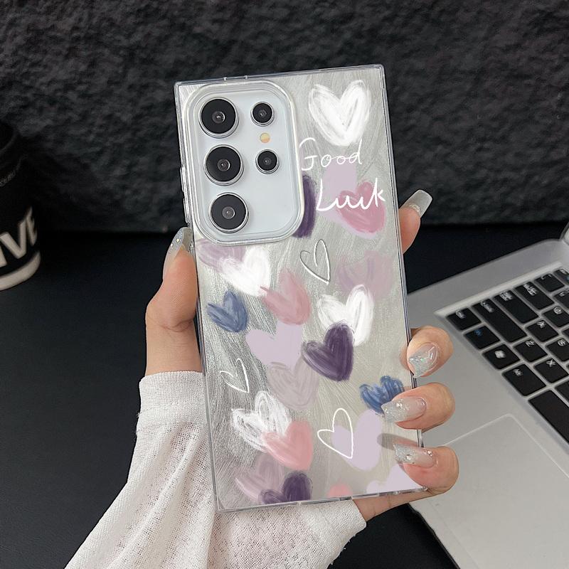 Чехол для телефона Samsung S25 Ultra S24 FE S23 A36 A56 A16 A55 с блестками и узором в виде сердечек и перьев, блестящий, ударопрочный, из ТПУ, с мягким краем, тонкий чехол