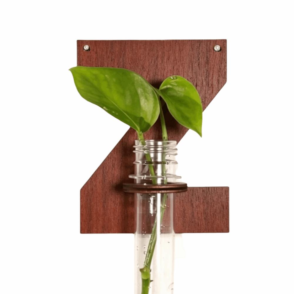 Wooden Hydroponic Planter Shelf A-Z Alphabet Flower Pot Water Plants Holder Home Decoration