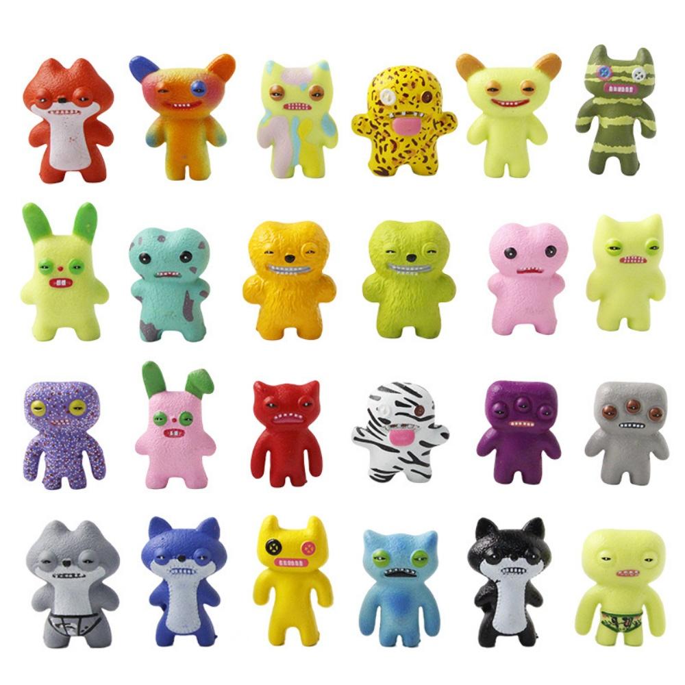 24pcs Fuggler Tooth Monster Series Action Figure Toys 4-5cm Funny Ugly Characters Collectible Model Status for Children Gift