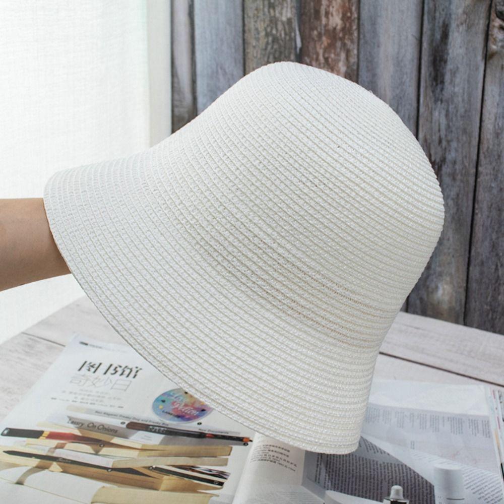 Дышащая женская соломенная шляпа-ведро, однотонная летняя дорожная солнцезащитная шляпа, модная шляпа рыбака