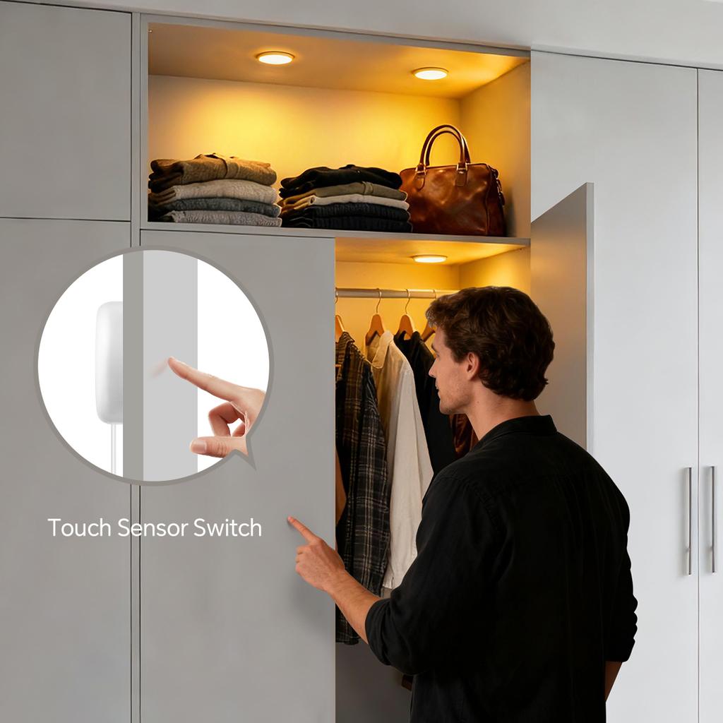 Ultra-Thin 5W LED Ceiling Panel Lights Dimmable Touch Sensor Cabinet Light For Closet, Display Shelf, Cabinet