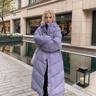 Женская новая зимняя хлопковая одежда, куртка, длинное толстое пальто с капюшоном, теплое, элегантное, однотонное, на молнии спереди, модное пальто