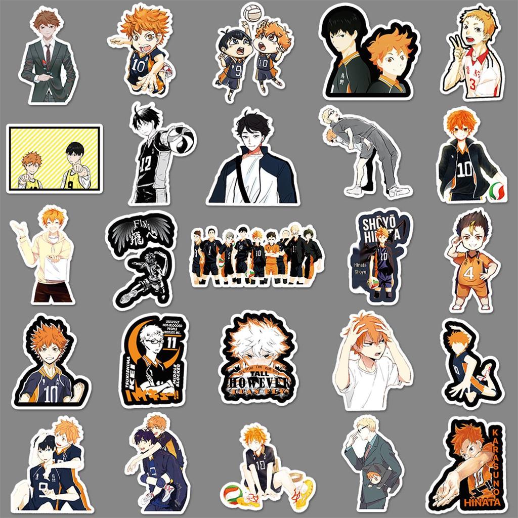 52 Haikyuu Waterproof Cartoon Stickers for Suitcase, Scooter, and Car Decor