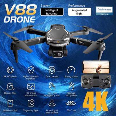 Мини 2024 V88 Дрон 8K ESC HD Аэрофотосъемка WIFI FPV Пульт дистанционного управления Летательный аппарат HD Двойная камера Квадрокоптер Дрон Игрушки Подарок детям