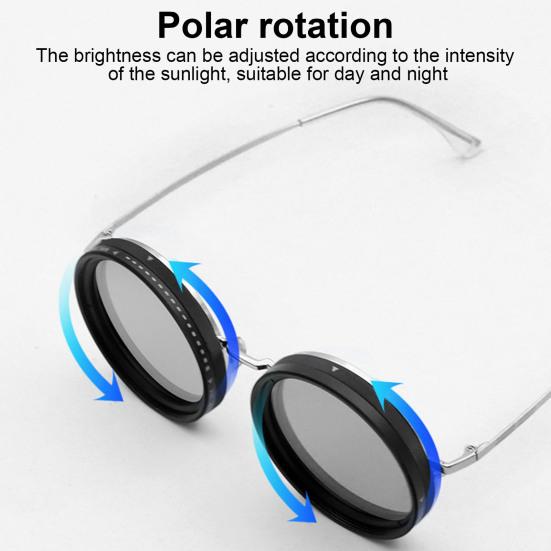 Круглые поляризованные очки с линзами из нейтрального фильтра, 1-9 передач, регулируемые солнцезащитные очки с защитой от ультрафиолета, для мужчин, для пляжа, рыбалки, вождения, езды на велосипеде, очки для очков