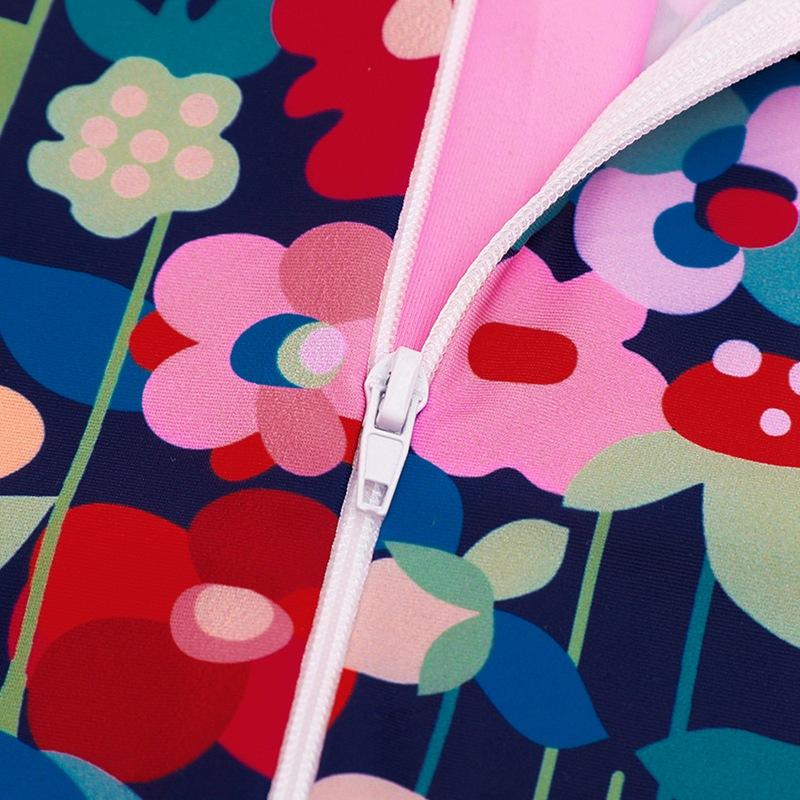 Детский цельный купальник с длинными рукавами и молнией спереди для детей от 4 до 12 лет. Купальник-боксер с дизайном