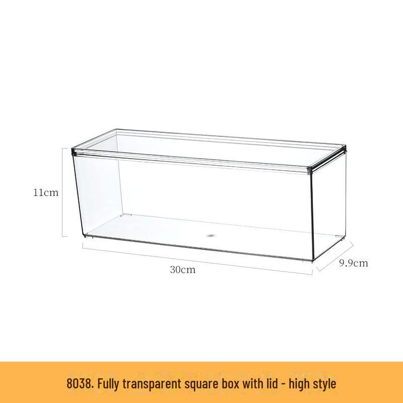 Transparent Acrylic Desktop Storage Box: Rectangular Mirror Cabinet for Cosmetics, Stationery, or Kitchen Essentials