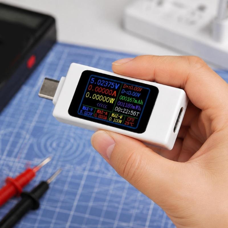 USB-C Измеритель дисплея для обзора данных зарядки, инструмент Type C "папа-мама" с поддержкой двустороннего мониторинга для ежедневного использования устройств на рабочем столе