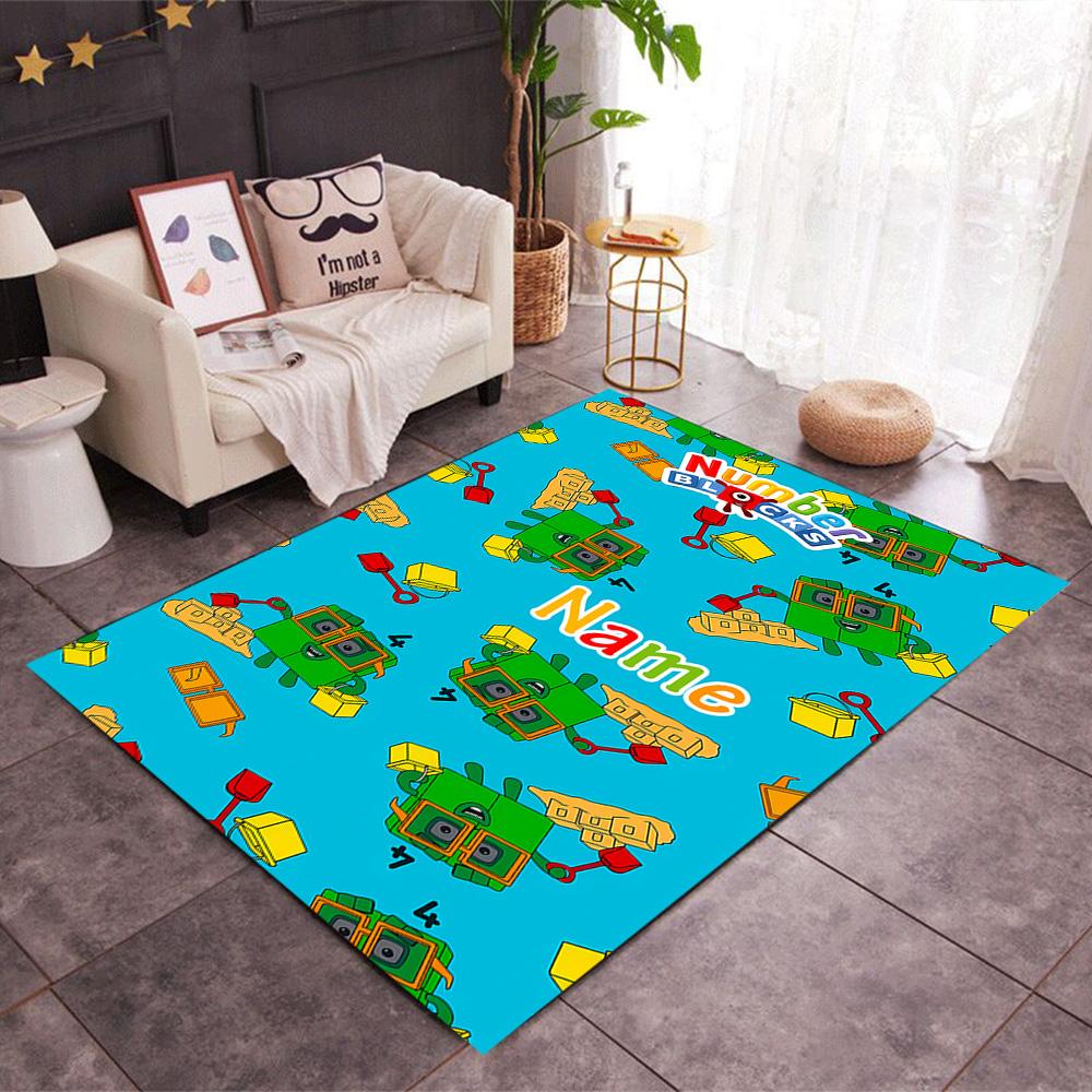Number Blocks Winter Fun Customizable Name Floor Rug Office Rug Design for Playrooms Bedrooms Entryway Outdoor Anti-slip Rug Office home decor