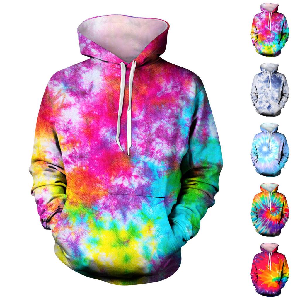 Модный свободный мужской и женский свитер с капюшоном с длинным рукавом и принтом