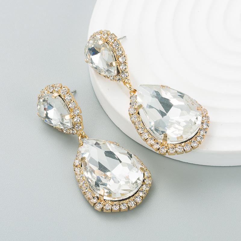 Titanium Drop Women Simple Earrings Steel Alloy Pendant Earrings Acrylic Multilayer Grass Crystal Water Drop Geometric Ear Ornaments