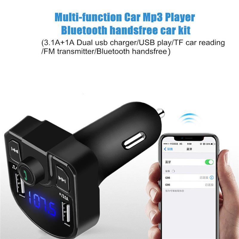 Car Dual USB Fast Charger FM Transmitter Bluetooth 5.0 Handsfree Car Kit Audio Modulator MP3 Player Audio Receiver