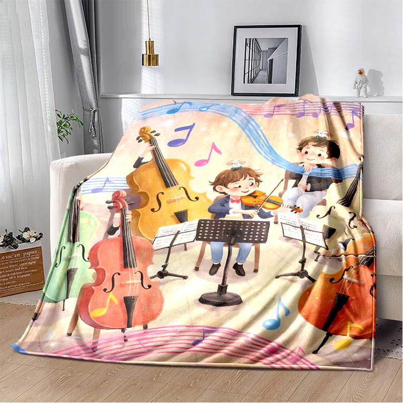 Red Lightning Electric Guitar Flannel Blanket, Soft Warm Throw with Rock Guitar Print for Bed Sofa, Cozy Bedding for Music Lovers