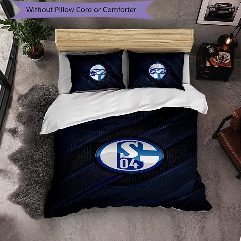 Schalke 04 Themed Bedding 3Pcs Duvet Cover Set Decorative Bed Linen For Teen Room Home Decoration
