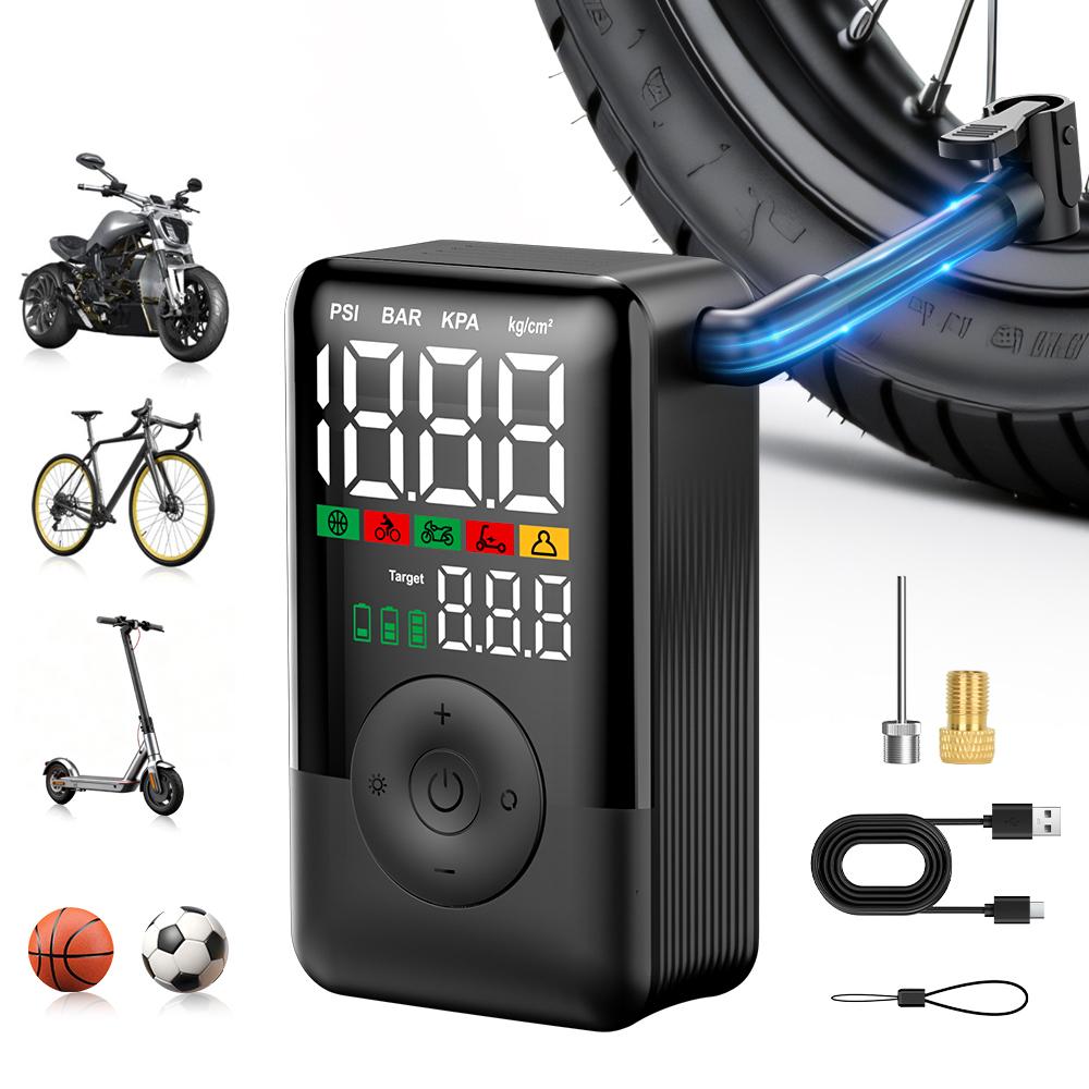 Tyre Inflator 150PSI Cordless Compressor 90s Fast Inflate 2000mAh LCD Display Auto Shut-off LED CE Car Motorcycle Bicycle Ball