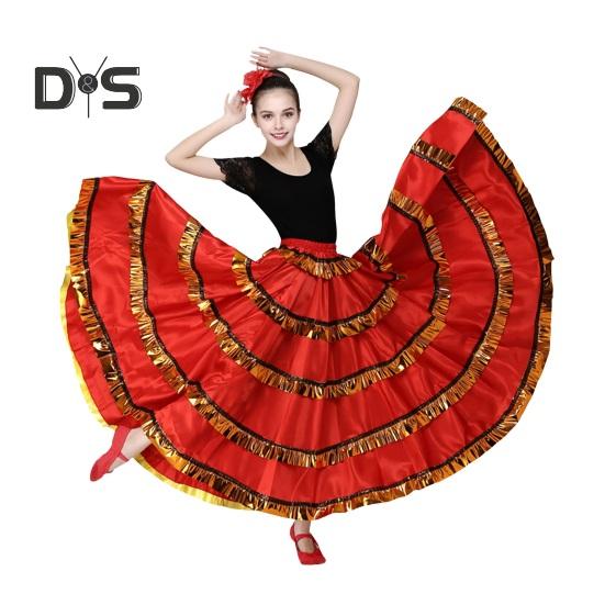 Женская макси-юбка с эластичной резинкой на талии, многослойная юбка-торт, красная, черная, 360-градусная негабаритная юбка, одежда для выступлений на сцене