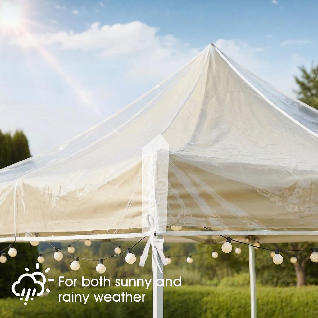 Canopy Replacement Top, Heavy Duty Waterproof Vinyl Cover with Reinforced Corners, Clear PVC Shade for Pop Up Straight Leg Frames
