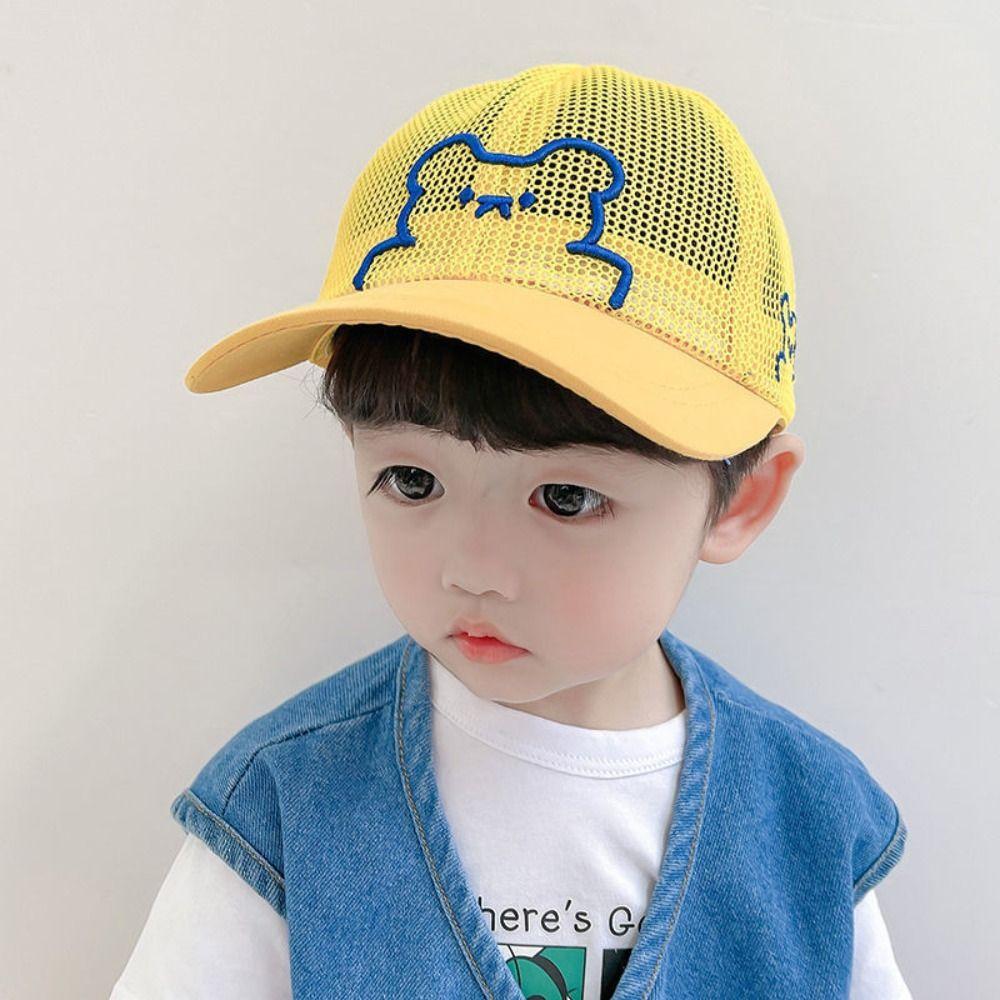 Cartoon Bear Children Baseball Cap Breathable Mesh Baby Beach Hat Panama Cap For 2-5 Years Old